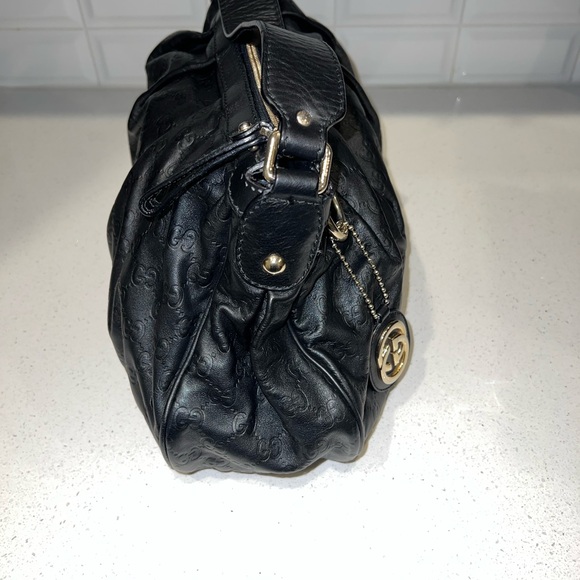 Authentic Gucci Black Guccissima Leather Sukey Hobo - Picture 3 of 11